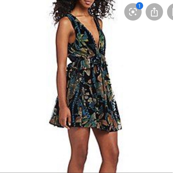 Velvet floral mini dress - Picture 2 of 2